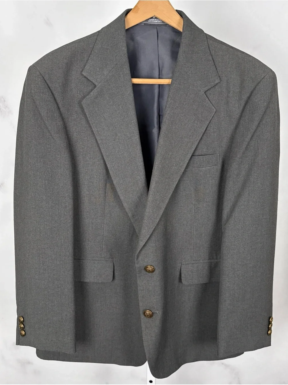 Haggar Mens 42S Grey Blazer Sport Coat 2 Button Suit Jacket MADE IN USA